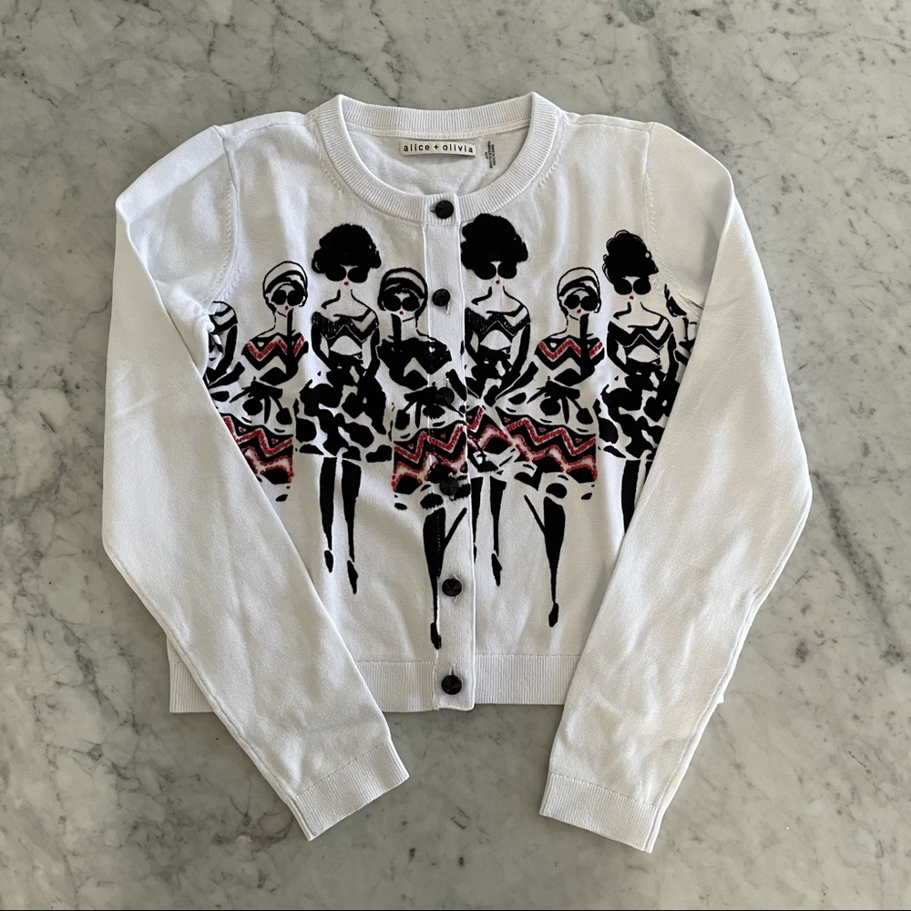 Alice & Olivia Ruthy Stace Knit Cotton Cardigan XS